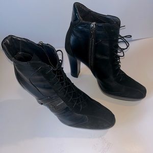 Alberto Guardiani  Stiletto Black Leather Ankle Boot, Made in Italy, Size 39